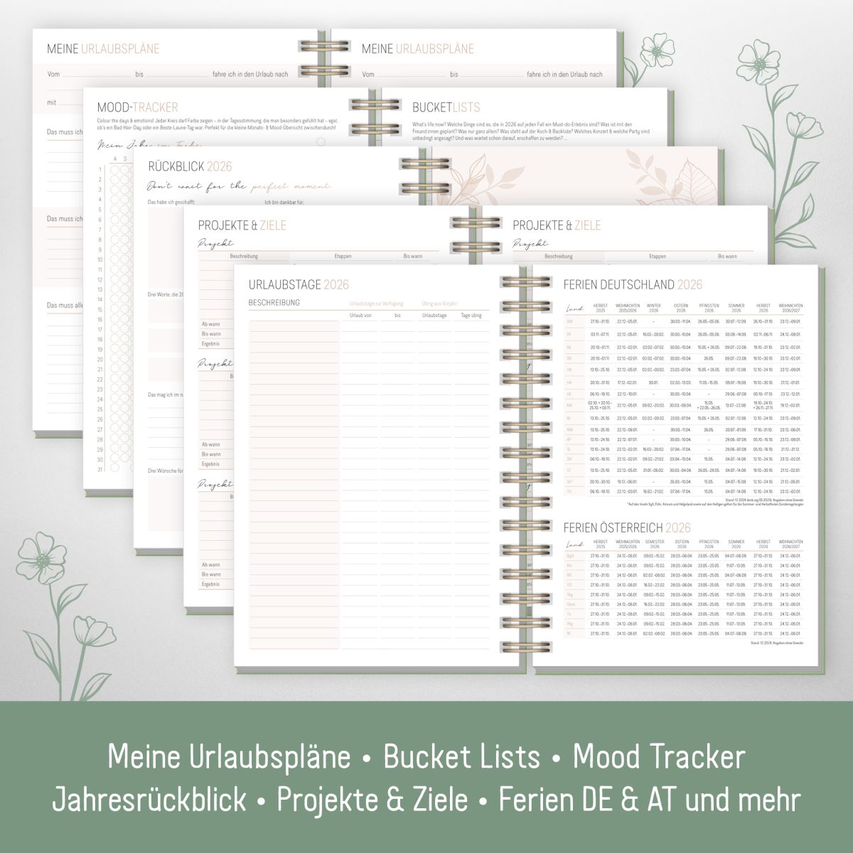 Lieblings-Timer 2026 / A5 / Green Flower / Häfft-Verlag