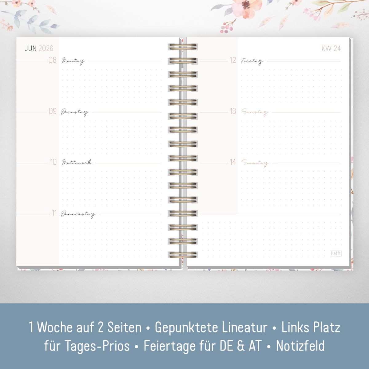 Lieblings-Timer 2026 / A5 / Sweet Flowers / Häfft-Verlag
