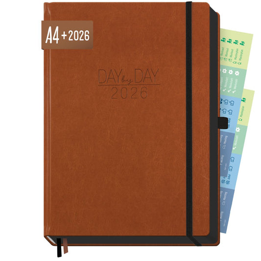 Organizer Day by Day Maxi 2026 / A4+ / Cognac / Häfft-Verlag