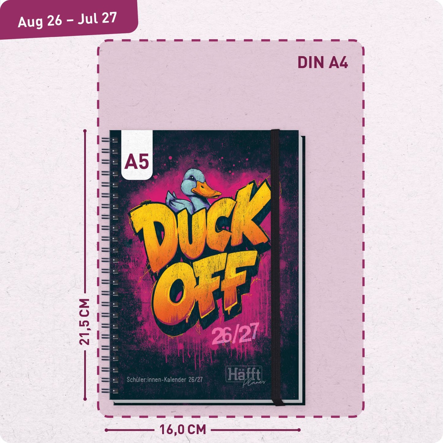 Häfft PLANER Premium - Schüler-Kalender 2026/2027 / A5 / Duck off / Häfft-Verlag