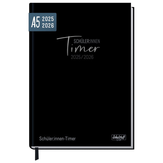Schulstuff Schüler-Timer 2025/2026 / A5 / Black Edition