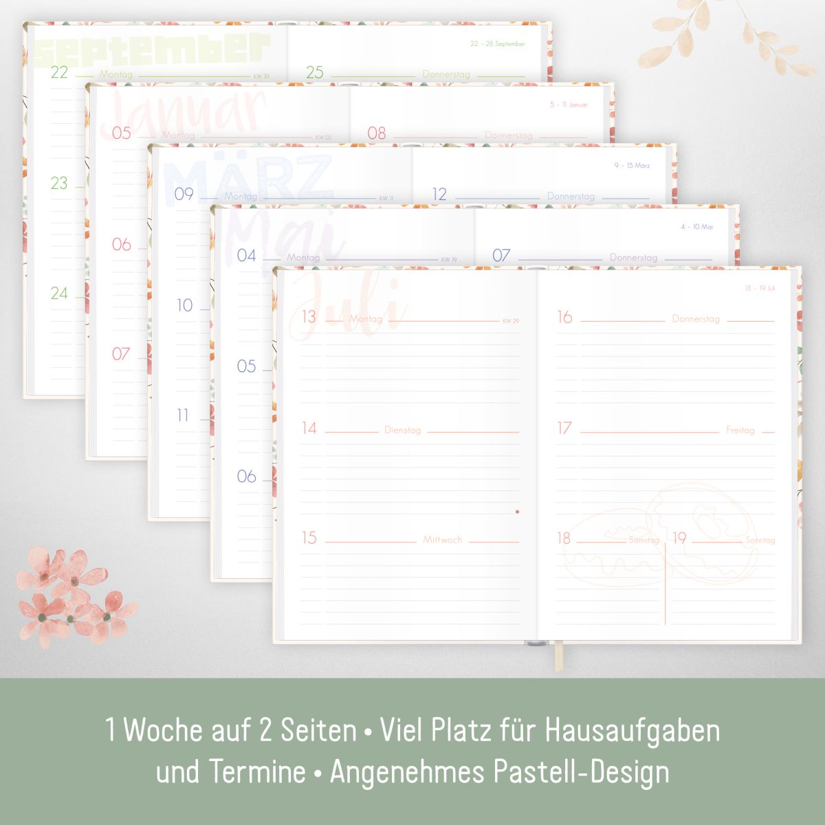 Schulstuff Schüler-Timer 2025/2026 / A5 / Wild Blossoms