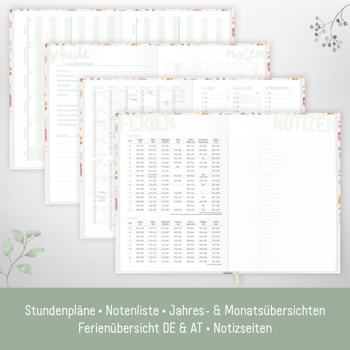 Schulstuff Schüler-Timer 2025/2026 / A5 / Wild Blossoms
