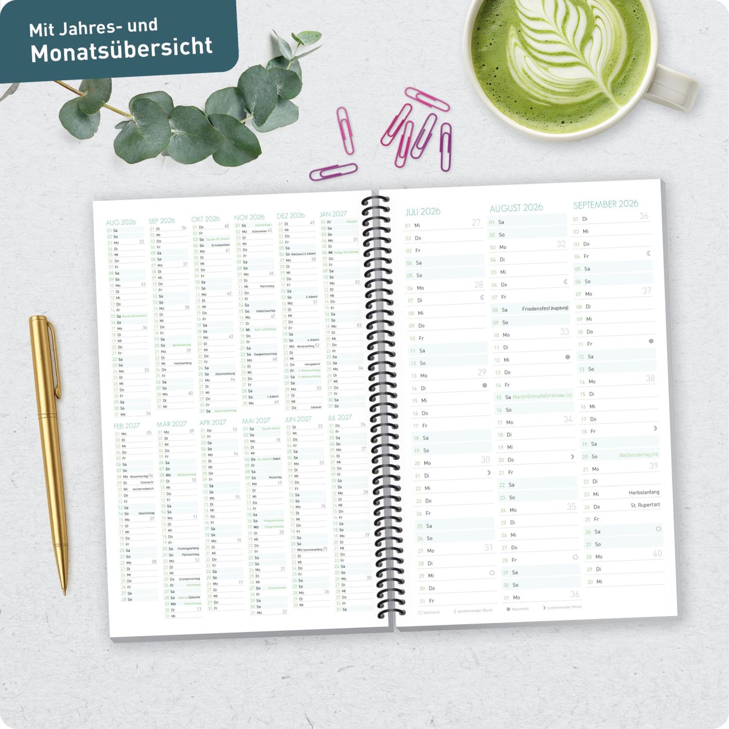 Schulstuff Schüler-Timer Spiralbindung 2026/2027 / A5 / Black Edition / Häfft-Verlag