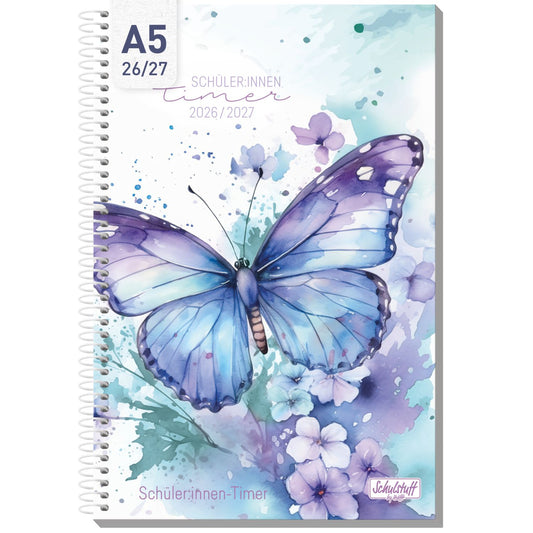 Schulstuff Schüler-Timer Spiralbindung 2026/2027 / A5 / Butterfly / Häfft-Verlag