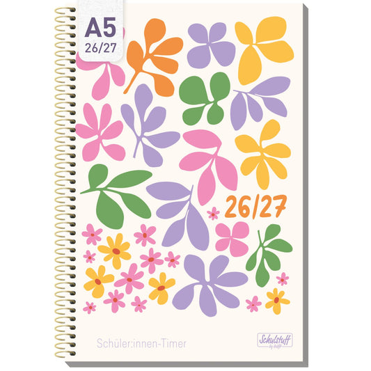 Schulstuff Schüler-Timer Spiralbindung 2026/2027 / A5 / Daisy & Leaf / Häfft-Verlag