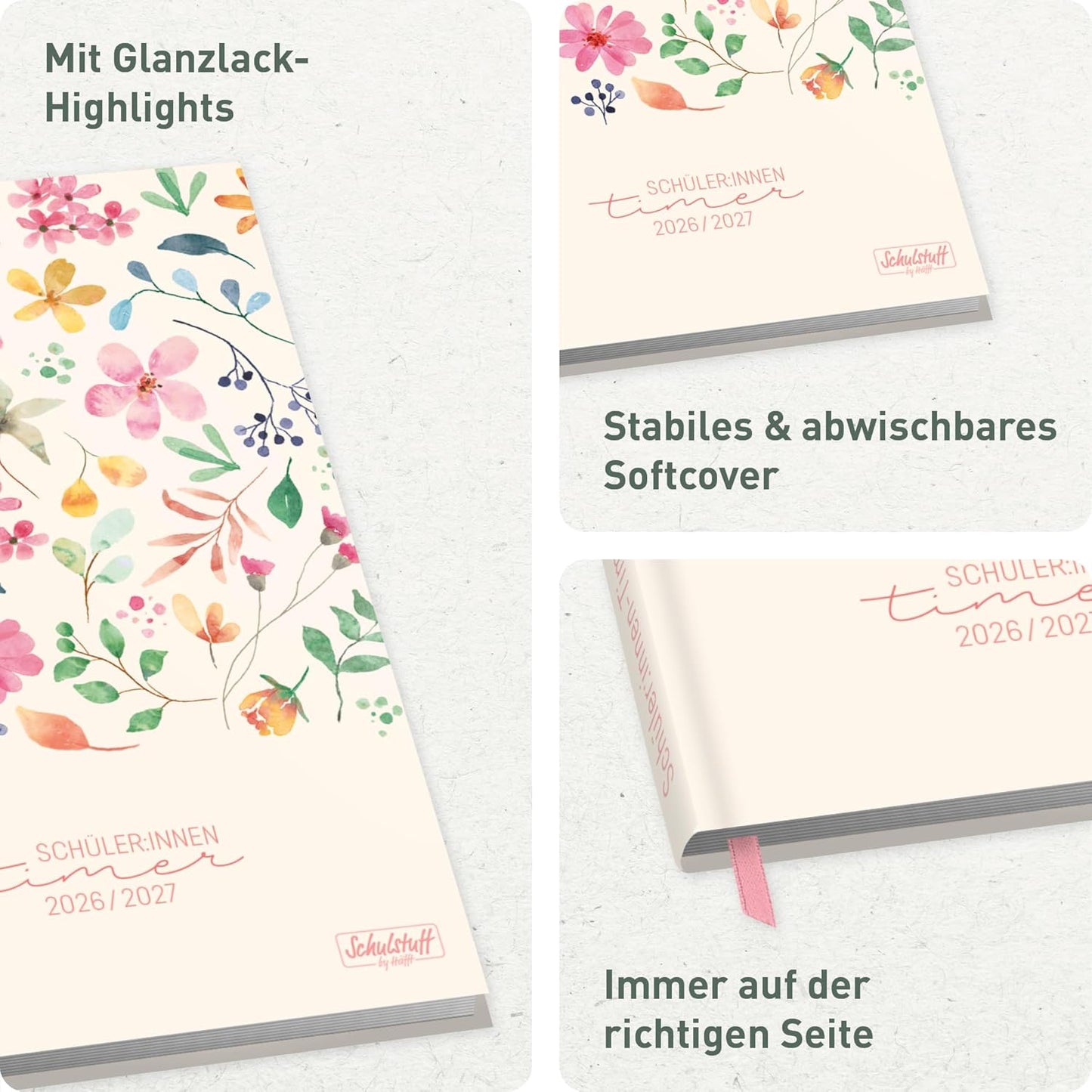 Schulstuff Schüler-Timer 2026/2027 / A5 / Wild Blossoms / Häfft-Verlag
