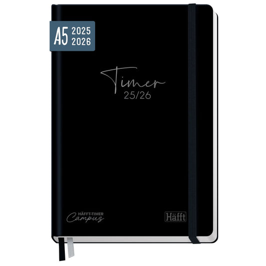 Häfft-Timer Campus 2025/2026 / Studentenkalender / A5 / Black Edition