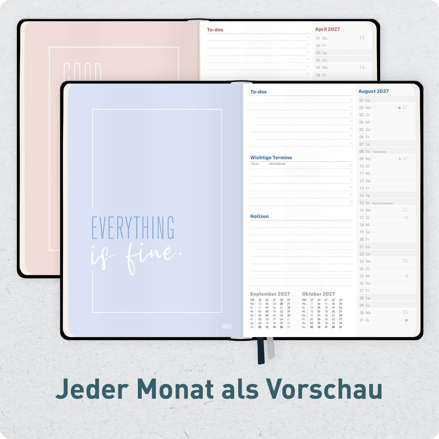 Häfft-Timer Campus Studentenkalender 2026/2027 / A5 / Black Edition / Häfft-Verlag