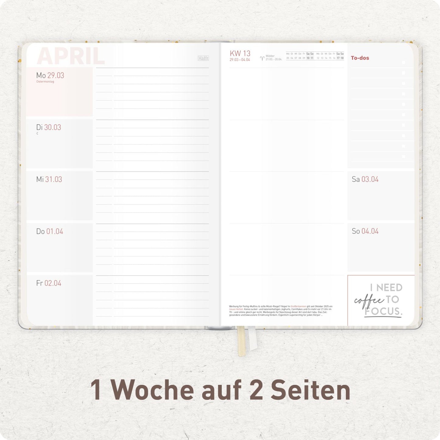 Häfft-Timer Campus Studentenkalender 2026/2027 / A5 / Sparkling Leaf / Häfft-Verlag