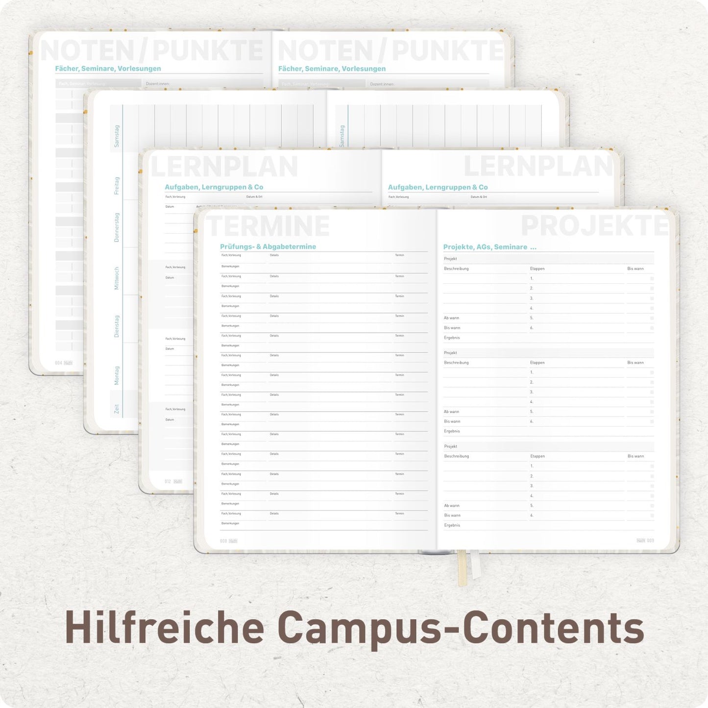 Häfft-Timer Campus Studentenkalender 2026/2027 / A5 / Sparkling Leaf / Häfft-Verlag
