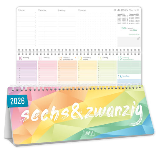 Tischkalender 2026 mit Aufsteller / Rainbow / Häfft-Verlag