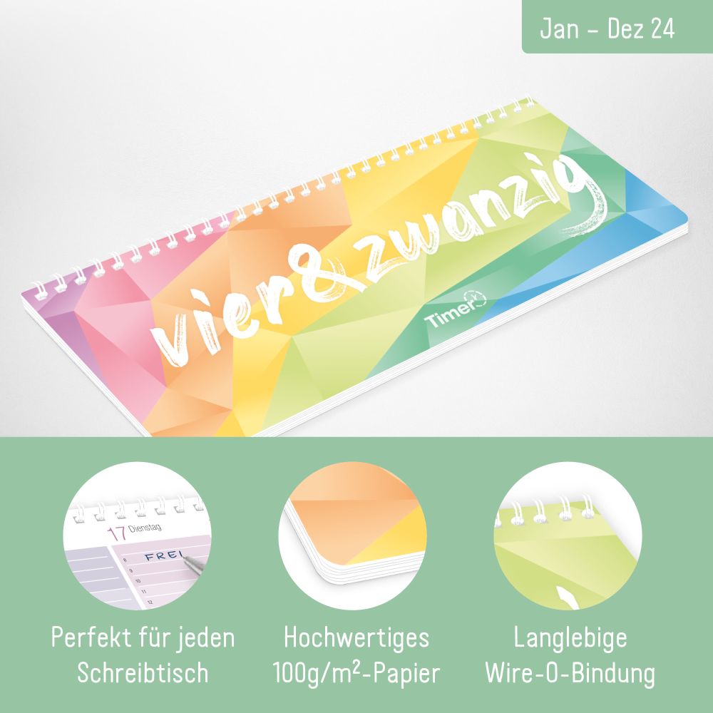 Tischkalender 2024 / A5 / Rainbow mit Aufsteller / von Häfft