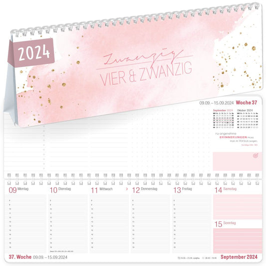 Tischkalender 2024 / A5 / Rosé mit Aufsteller / von Häfft