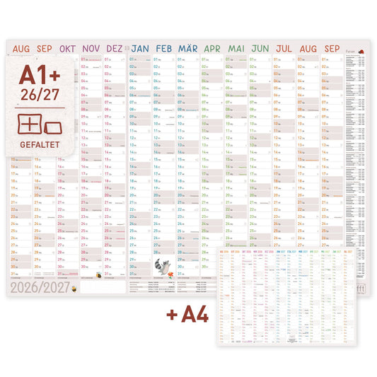 Wandkalender Erzieher 2026/2027 / gefalzt / A1+ / Häfft-Verlag