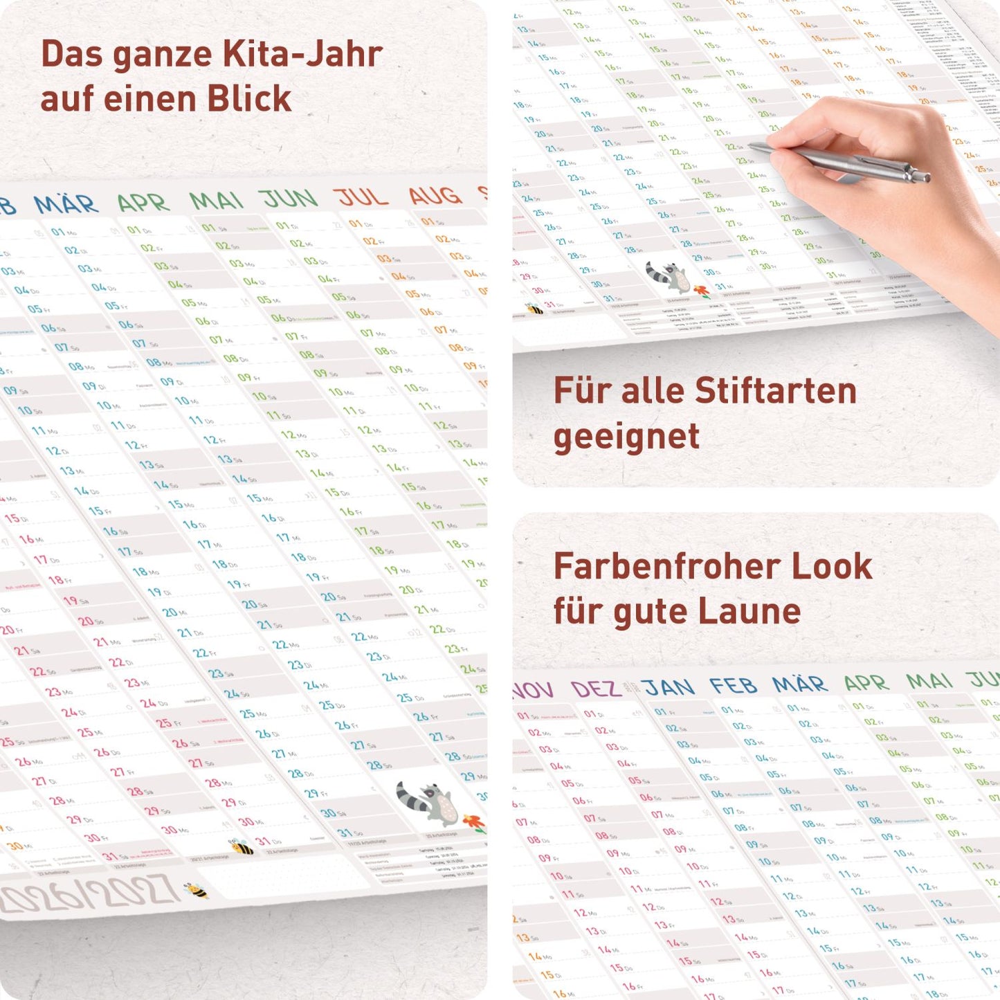 Wandkalender Erzieher 2026/2027 / gefalzt / A1+ / Häfft-Verlag