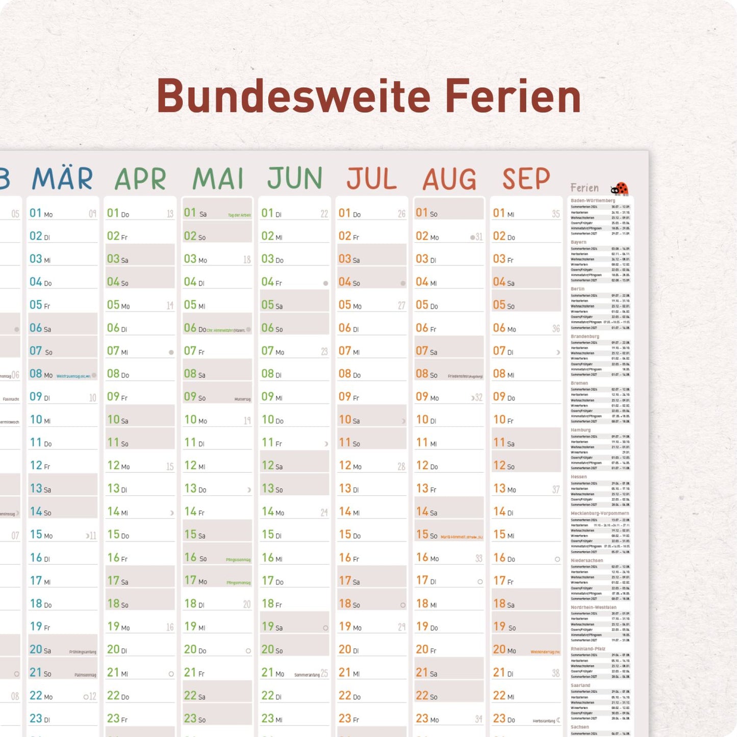 Wandkalender Erzieher 2026/2027 / gefalzt / A1+ / Häfft-Verlag