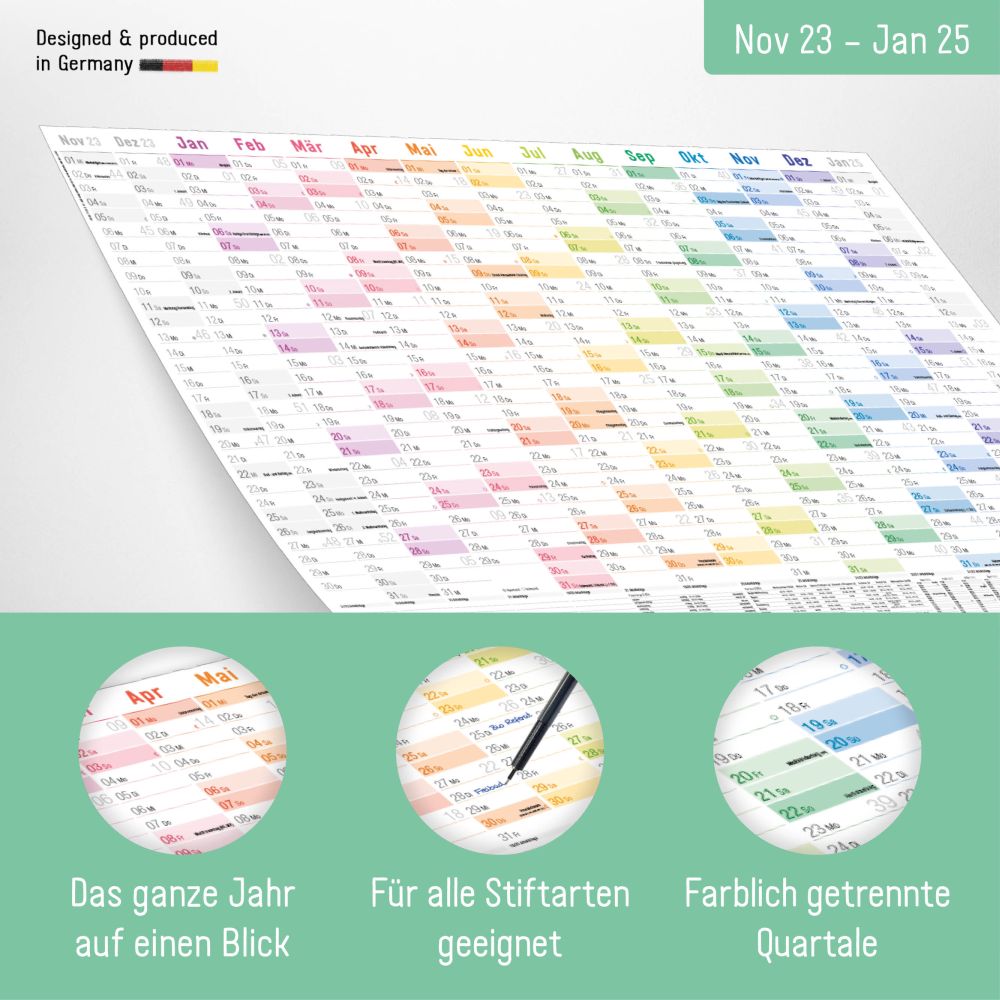 Wandkalender 2024 / A1+ (89cm x 63cm) / Rainbow / von Häfft