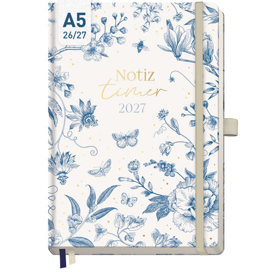 Wochen-Notiz-Timer Classic 2026/2027 / 17 Monate / A5 / Fine Style / Häfft-Verlag