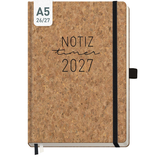 Wochen-Notiz-Timer Classic 2026/2027 / 17 Monate / A5 / Kork / KL /  Häfft-Verlag