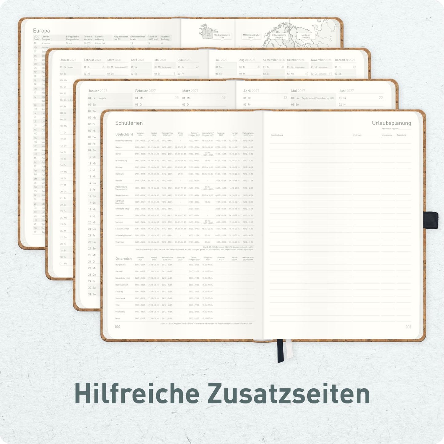 Wochen-Notiz-Timer Classic 2026/2027 / 17 Monate / A5 / Kork / KL /  Häfft-Verlag