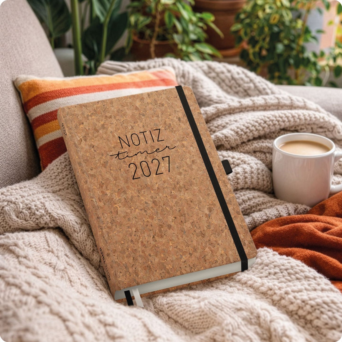 Wochen-Notiz-Timer Classic 2026/2027 / 17 Monate / A5 / Kork / KL /  Häfft-Verlag