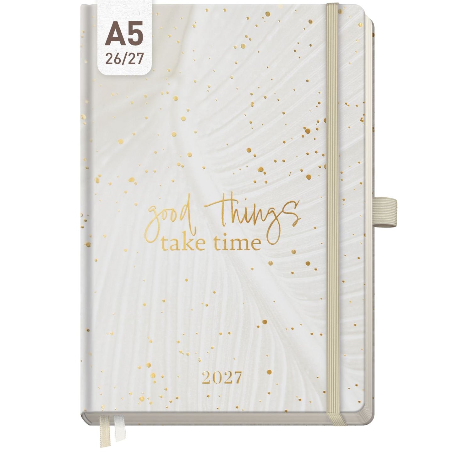 Wochen-Notiz-Timer Classic 2026/2027 / 17 Monate / A5 / Sparkling Leaf / Häfft-Verlag