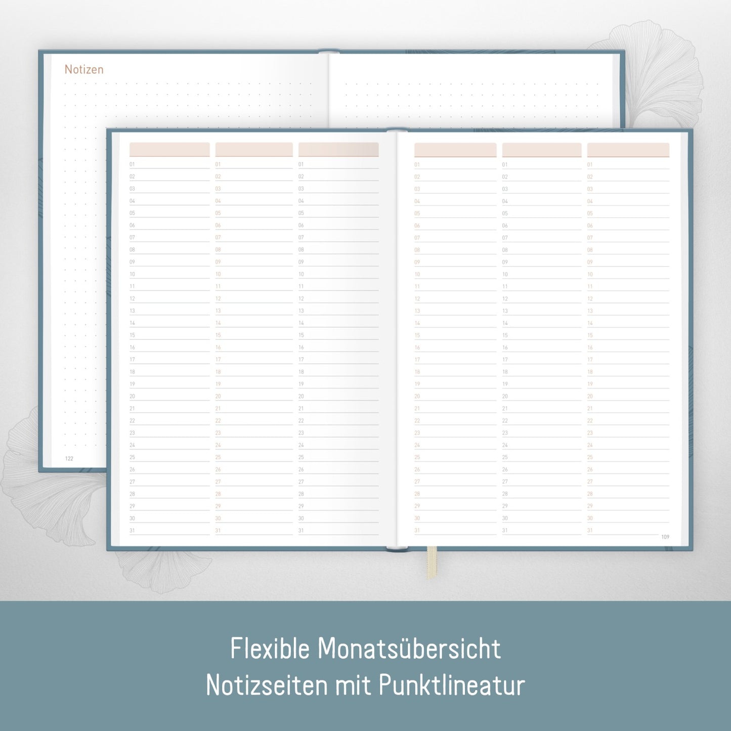 paper & you Work & Life Wochenplaner A5 / Blue Ginkgo / vom Häfft-Verlag