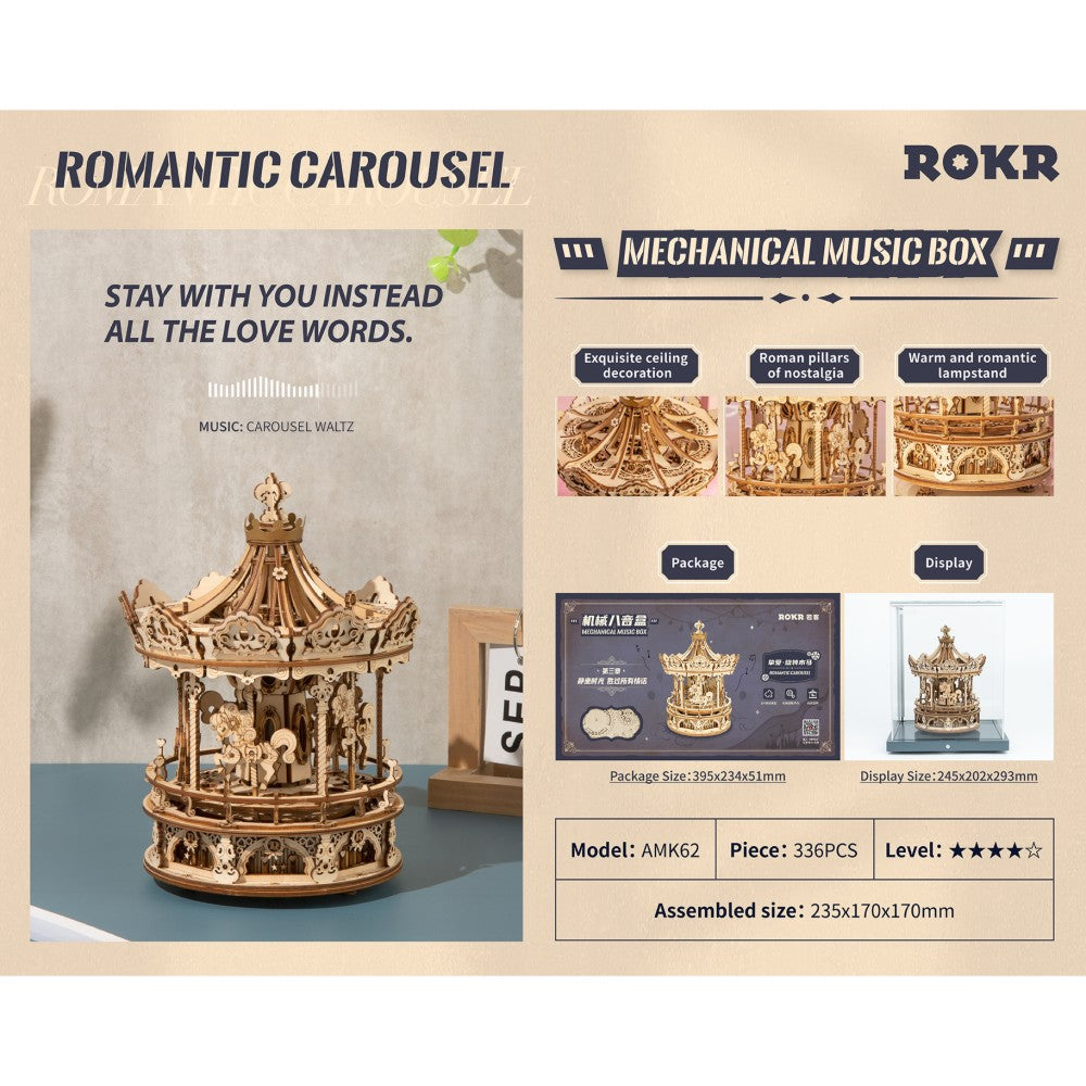 ROKR 3D-Holz-Puzzle "Romantic Carousel"