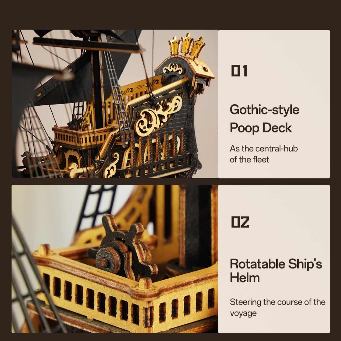 ROKR 3D-Holz-Puzzle Schiffsmodell "The Seahorse Barque"