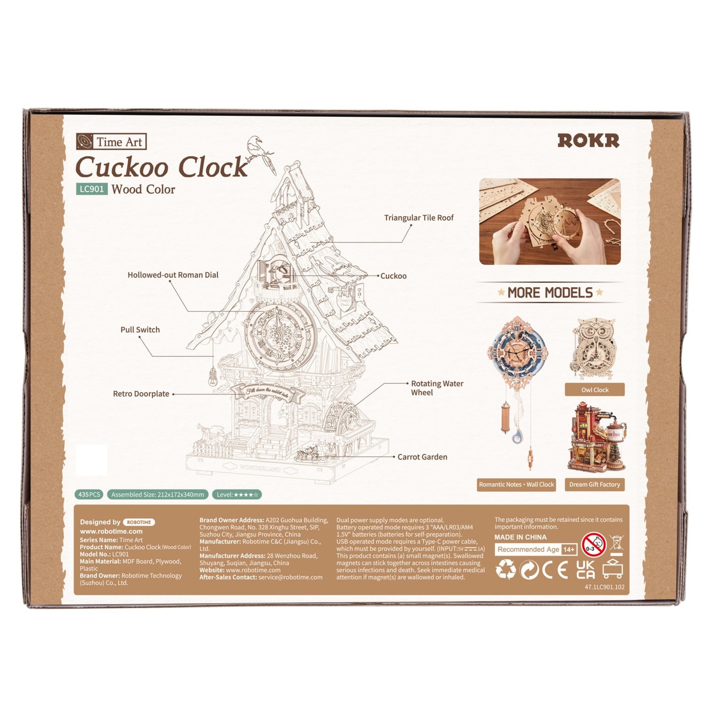 ROKR 3D-Holz-Puzzle Kuckucksuhr (Holzfarben)