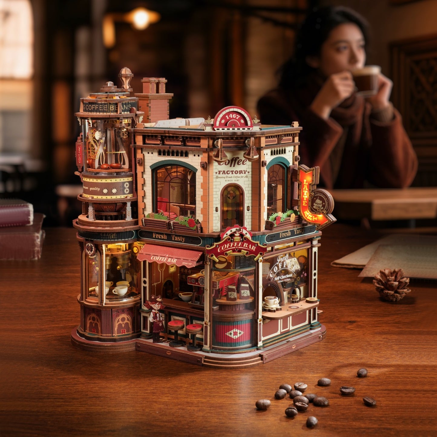 ROKR 3D-Holz-Puzzle Dream Coffee Factory