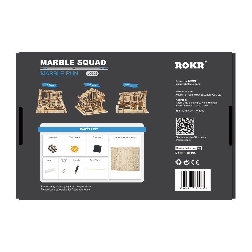 ROKR 3D-Holz-Puzzle Murmelbahn "Marble Run Squad"