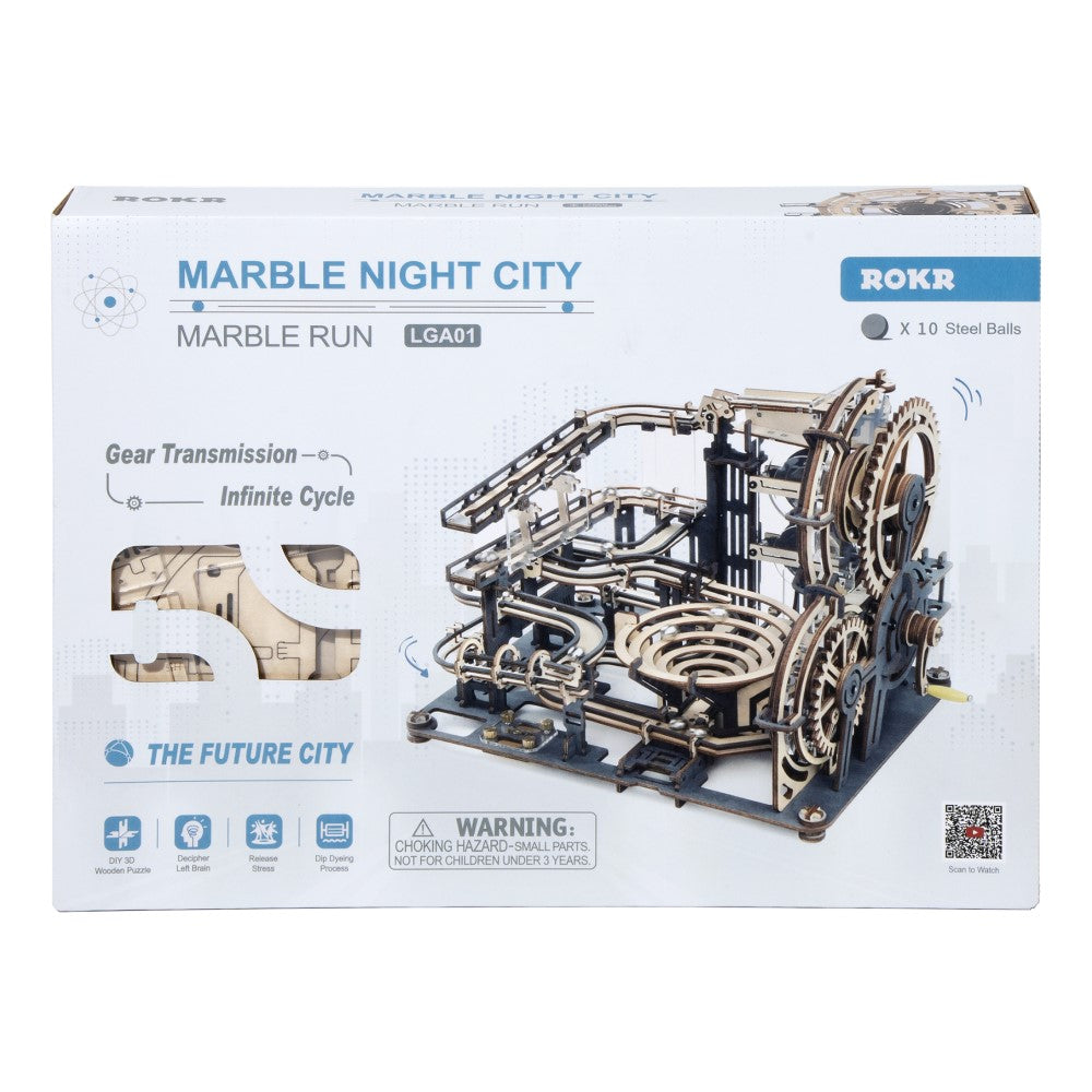 ROKR 3D-Holz-Puzzle Murmelbahn "Marble Night City"