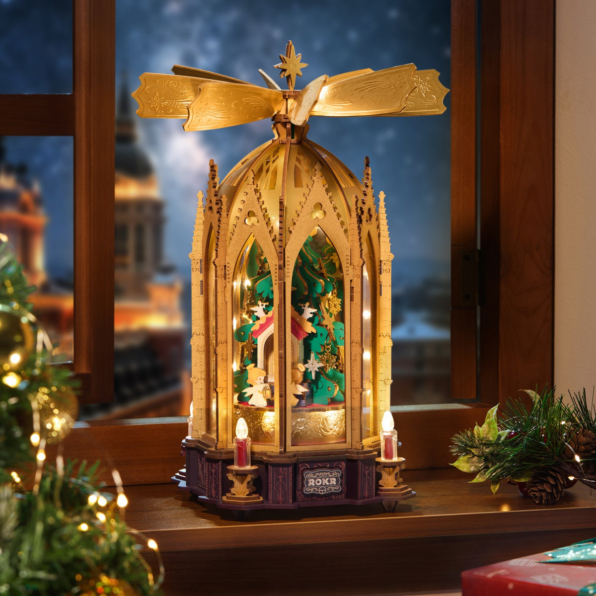 ROKR 3D-Holz-Puzzle Spieluhr Weihnachtspyramide