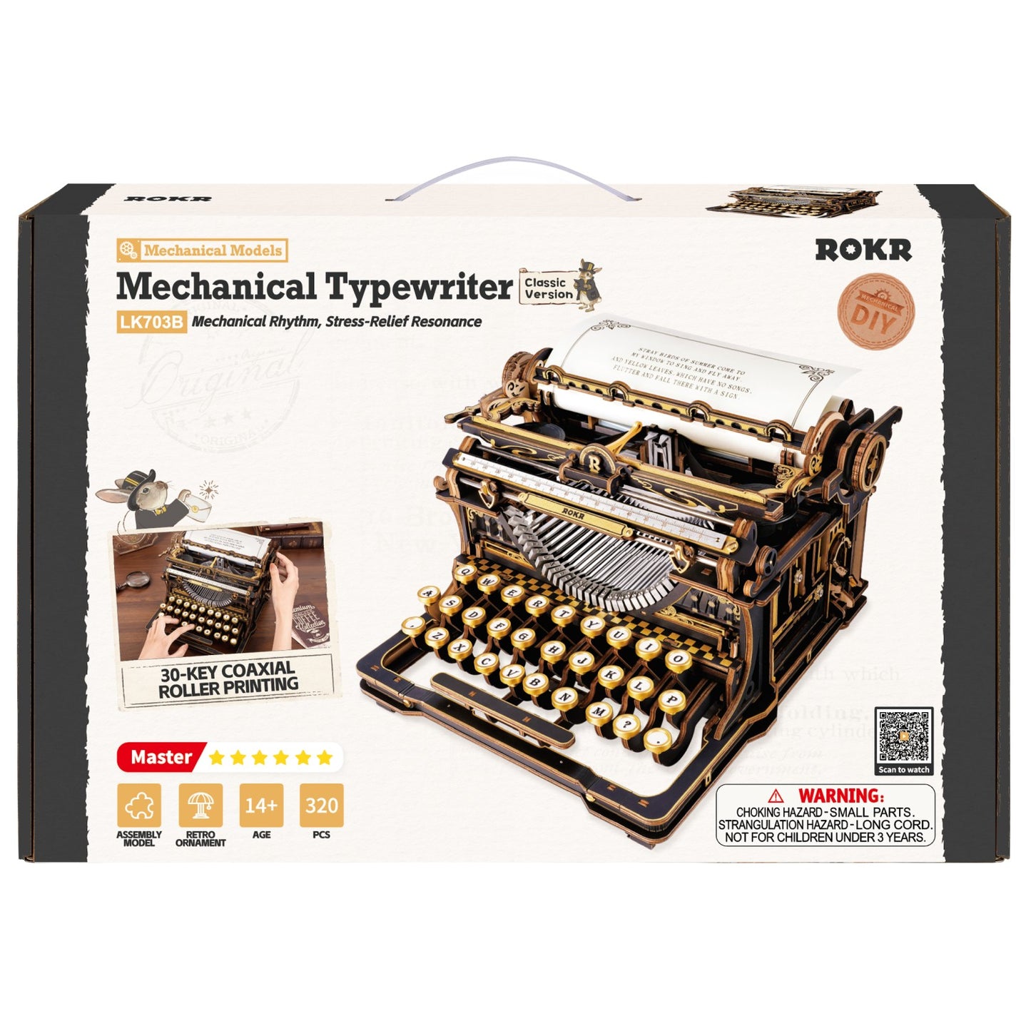 ROKR 3D-Holz-Puzzle Schreibmaschine / Mechanical Typewriter