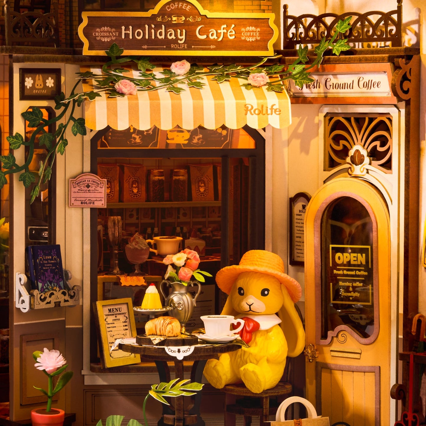 Rolife 3D-Holz-Puzzle Book Nook "Holiday Café"