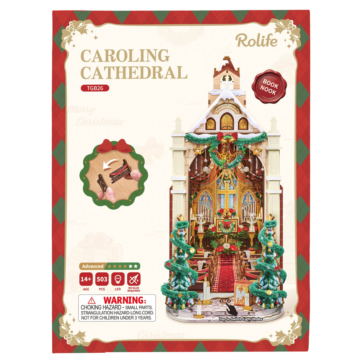 Rolife 3D-Holz-Puzzle Book Nook "Caroling Cathedral"