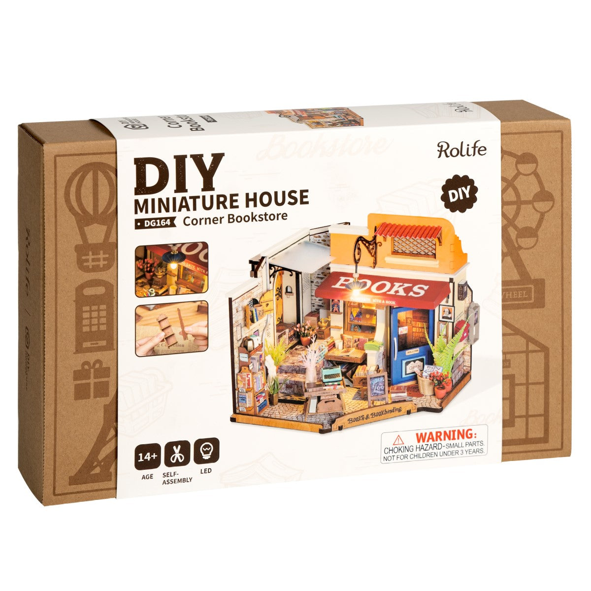 Rolife 3D-Holz-Puzzle DIY Miniature House "Corner Bookstore"