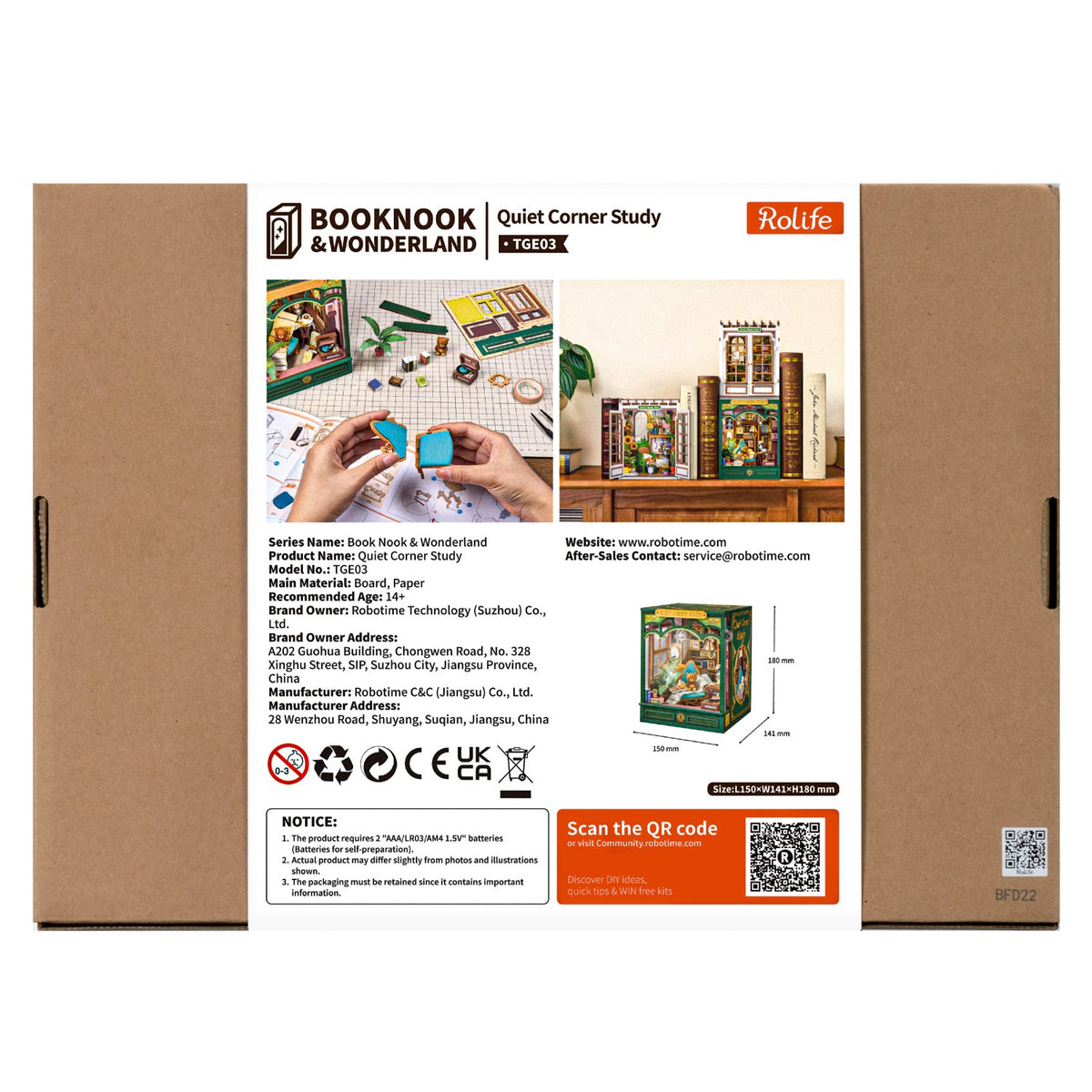 Rolife 3D-Holz-Puzzle Book Nook "Quiet Corner Study"