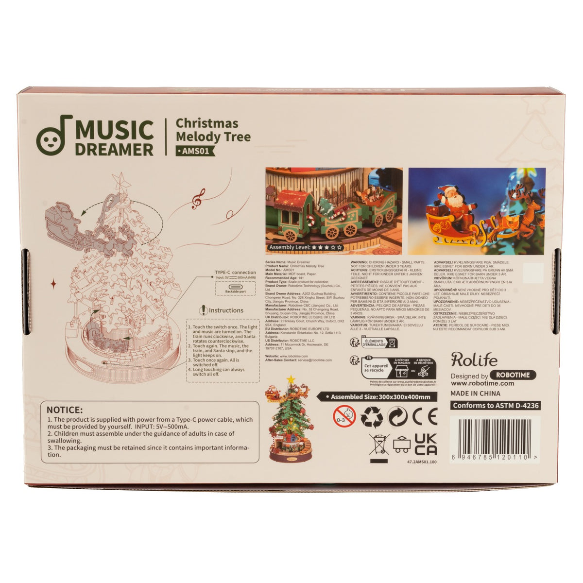 Rolife 3D-Holz-Puzzle Spieluhr Weihnachtsbaum