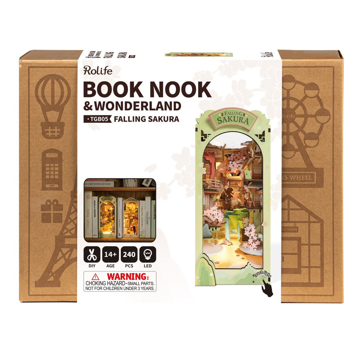 Rolife 3D-Holz-Puzzle Book Nook "Falling Sakura"