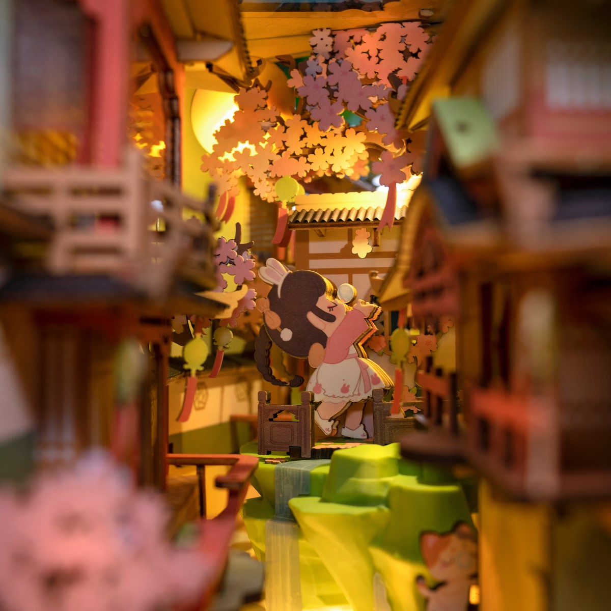 Rolife 3D-Holz-Puzzle Book Nook "Falling Sakura"