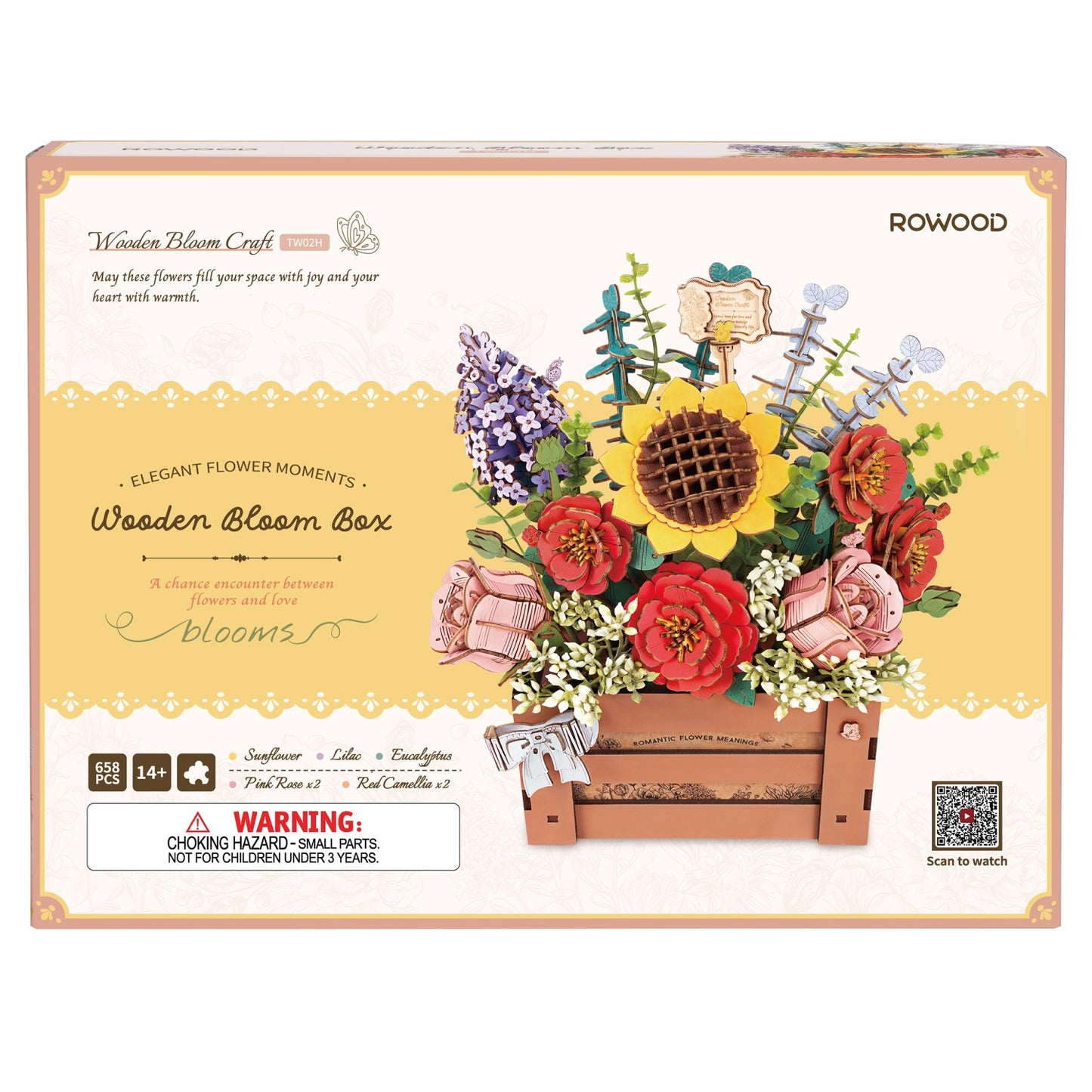 Rowood 3D-Holz-Puzzle Wooden Bloom Box