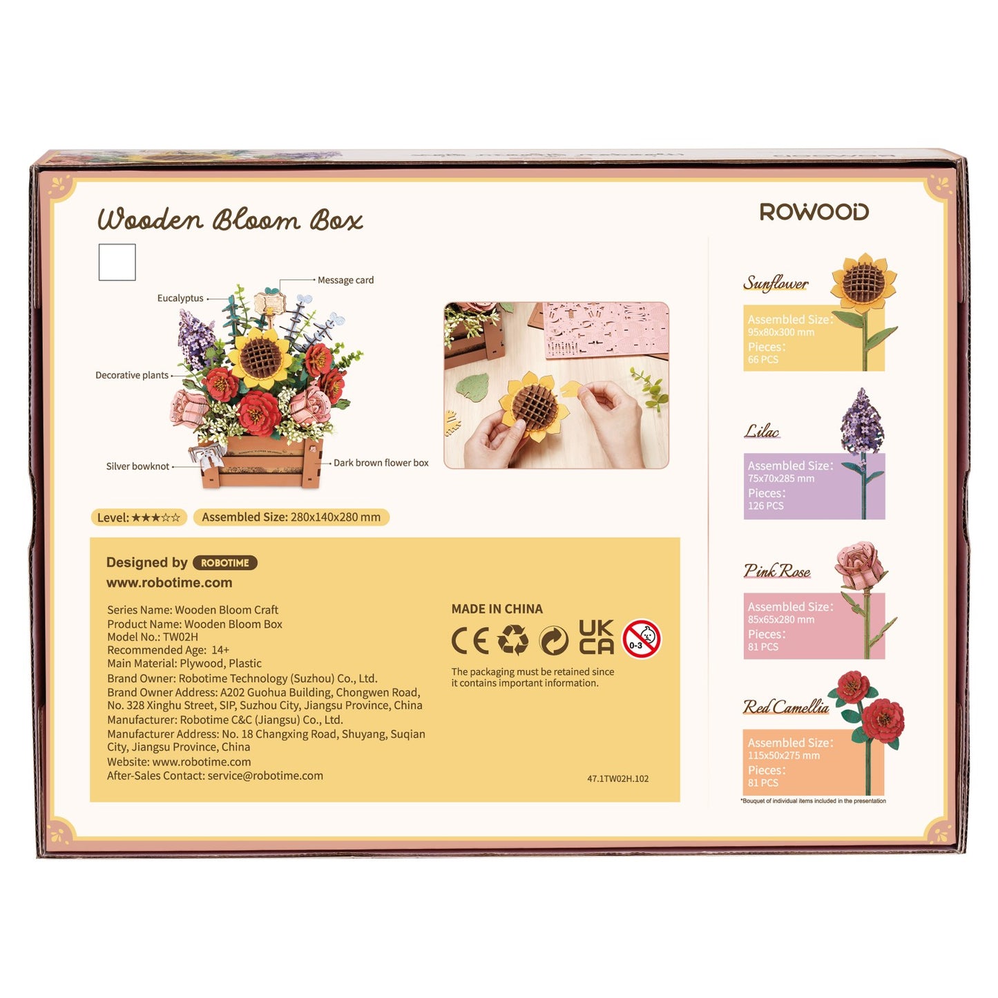 Rowood 3D-Holz-Puzzle Wooden Bloom Box