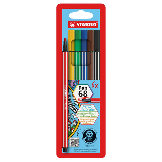 STABILO Filzstift Pen68 / 6er Kartonetui